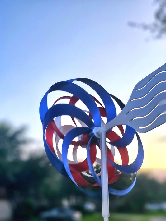 Patriotic Garden Wind Spinner – Red, White & Blue 4th of July Decor EXTRA 25% OFF